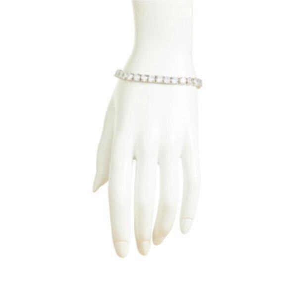 KENNETH JAY LANE Rhodium Plated Round CZ Tennis Bracelet CZ 7" long - Picture 3 of 12